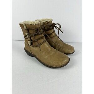 UGG Cabincore Shearling Lace Up Leather Ankle Boots Womens 6